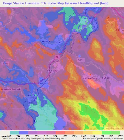 Donja Slavica,Croatia Elevation Map