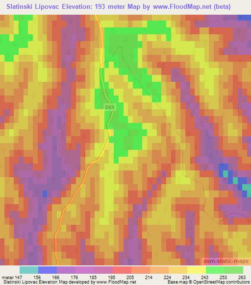 Slatinski Lipovac,Croatia Elevation Map