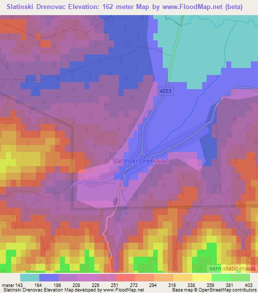 Slatinski Drenovac,Croatia Elevation Map