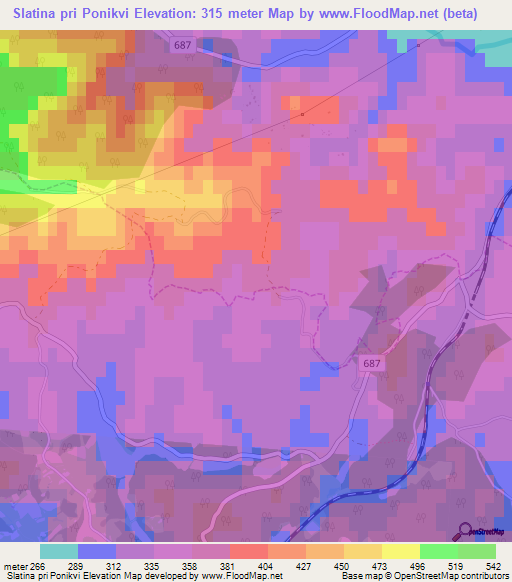 Slatina pri Ponikvi,Slovenia Elevation Map