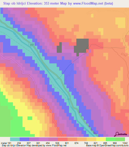 Slap ob Idrijci,Slovenia Elevation Map