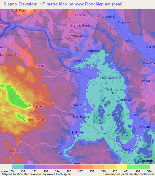 Slapno,Croatia Elevation Map