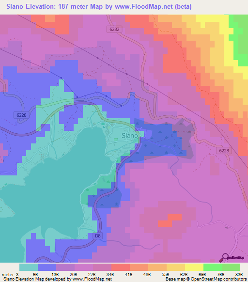 Slano,Croatia Elevation Map