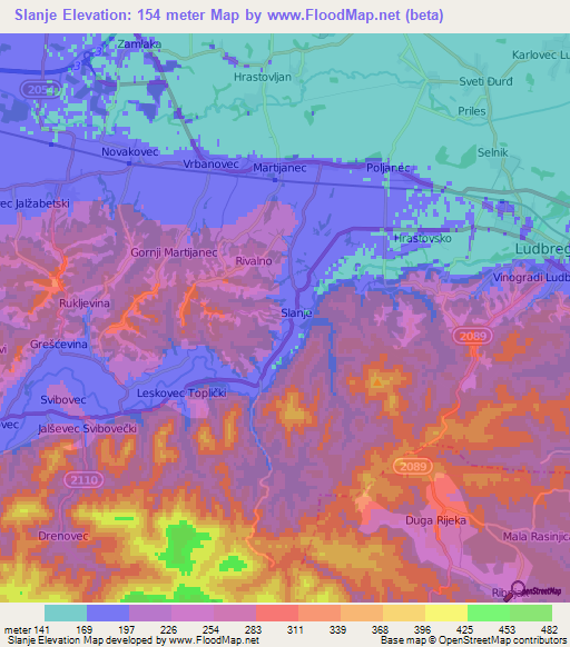 Slanje,Croatia Elevation Map