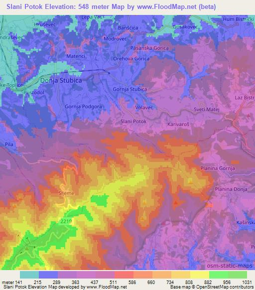 Slani Potok,Croatia Elevation Map