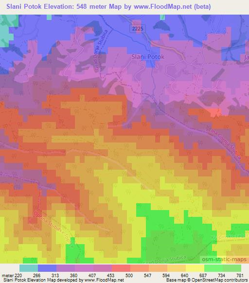 Slani Potok,Croatia Elevation Map