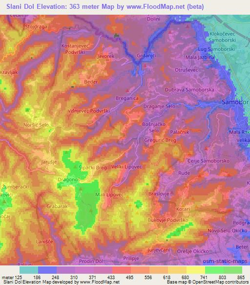 Slani Dol,Croatia Elevation Map