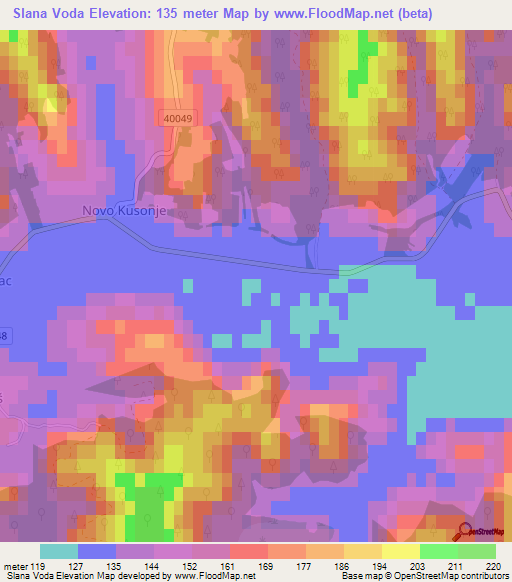 Slana Voda,Croatia Elevation Map