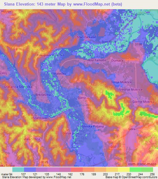 Slana,Croatia Elevation Map