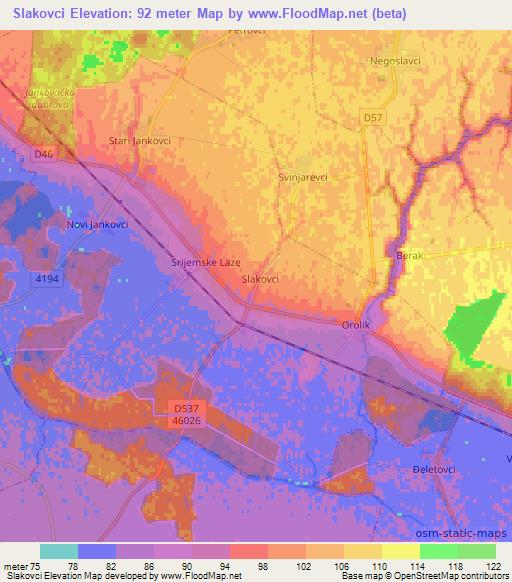 Slakovci,Croatia Elevation Map