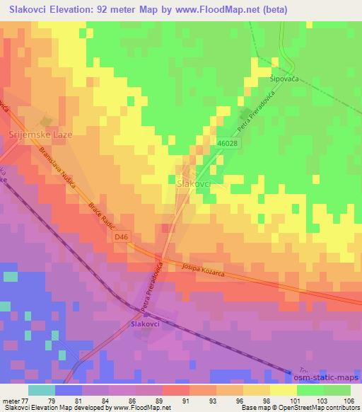 Slakovci,Croatia Elevation Map