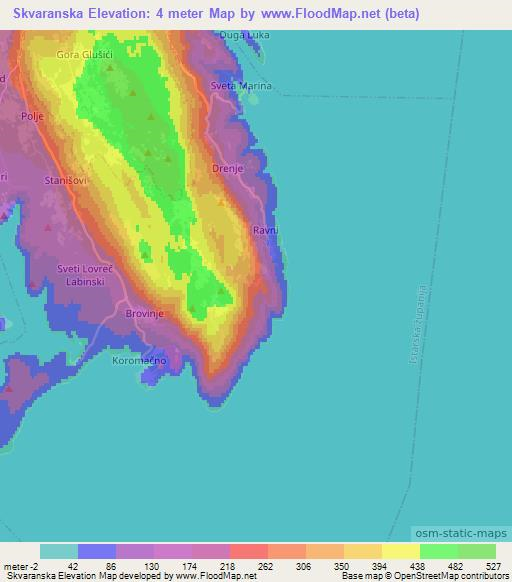 Skvaranska,Croatia Elevation Map