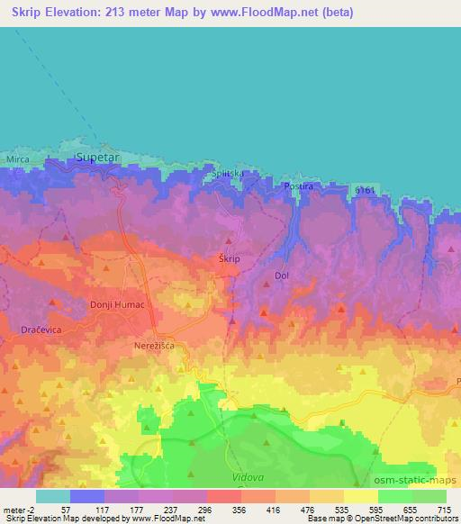 Skrip,Croatia Elevation Map