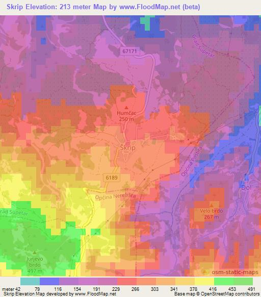 Skrip,Croatia Elevation Map