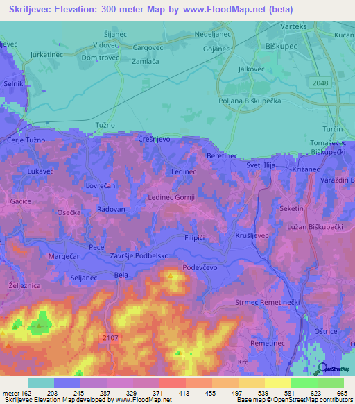 Skriljevec,Croatia Elevation Map