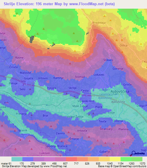 Skrilje,Slovenia Elevation Map