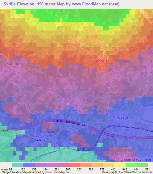 Skrilje,Slovenia Elevation Map