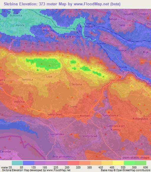 Skrbina,Slovenia Elevation Map