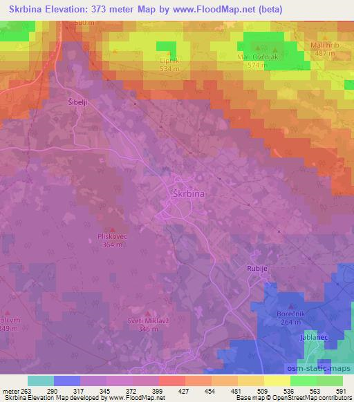 Skrbina,Slovenia Elevation Map