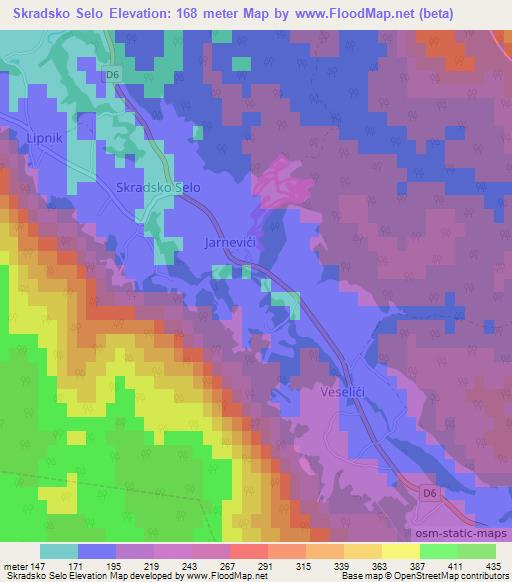 Skradsko Selo,Croatia Elevation Map