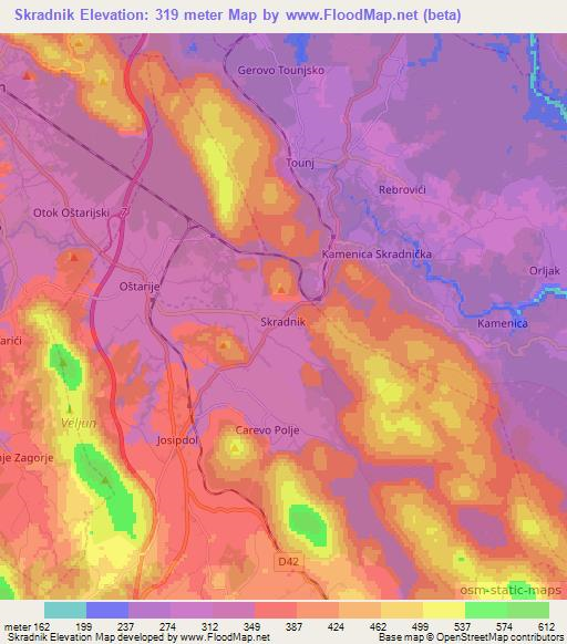 Skradnik,Croatia Elevation Map