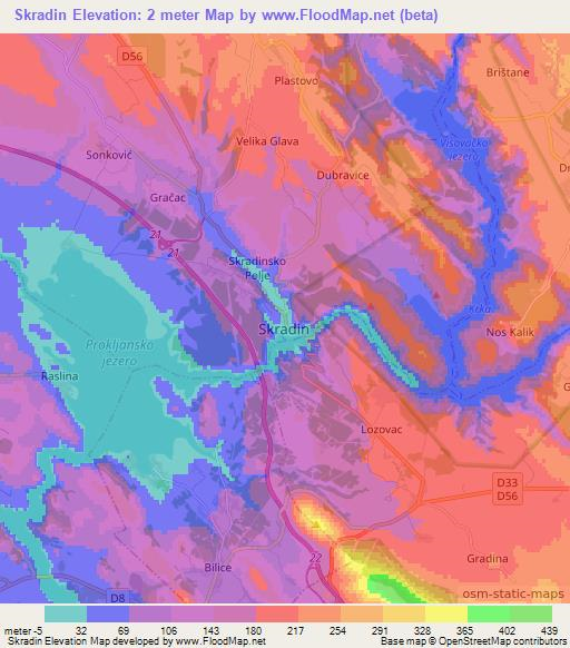 Skradin,Croatia Elevation Map