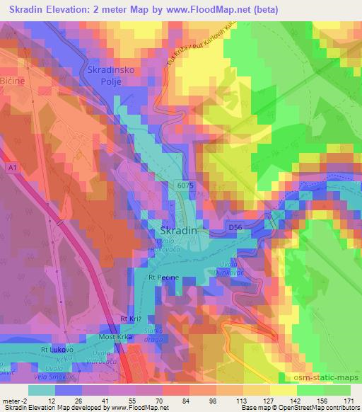 Skradin,Croatia Elevation Map