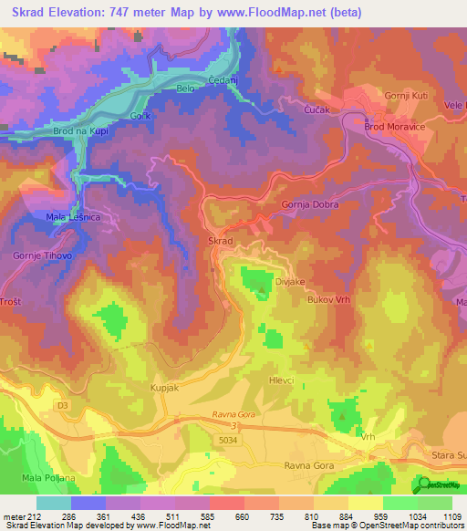 Skrad,Croatia Elevation Map