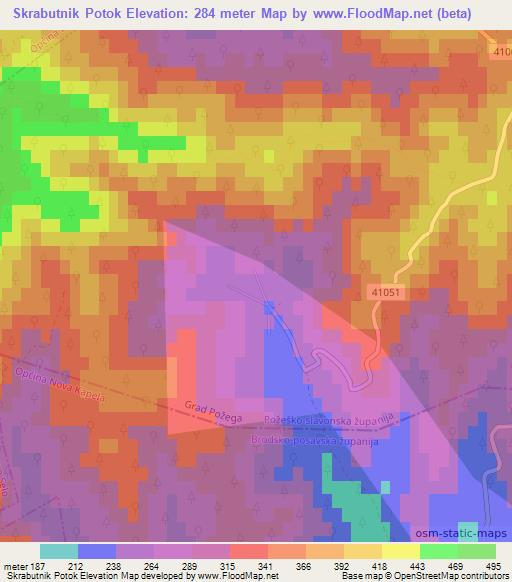 Skrabutnik Potok,Croatia Elevation Map