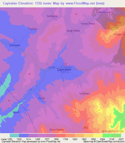 Cayiralan,Turkey Elevation Map