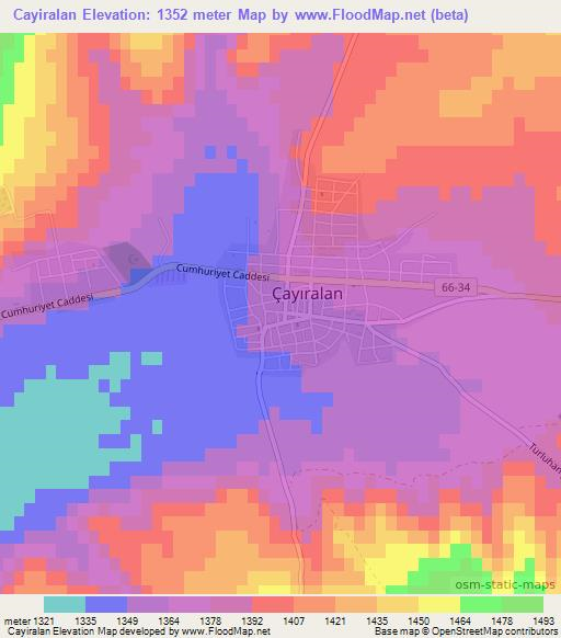 Cayiralan,Turkey Elevation Map