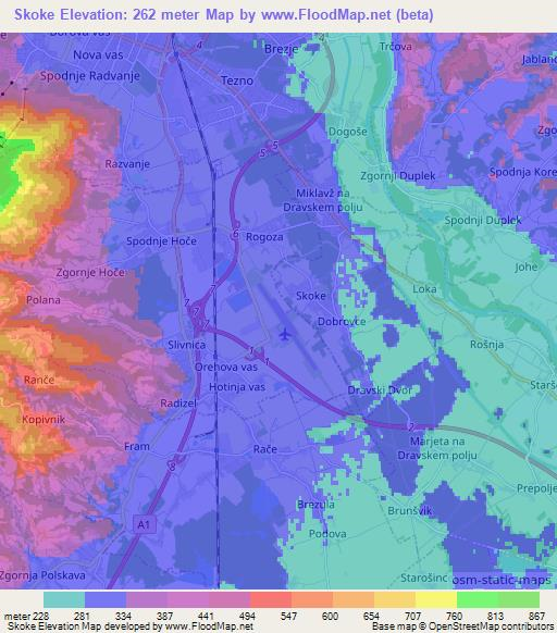 Skoke,Slovenia Elevation Map