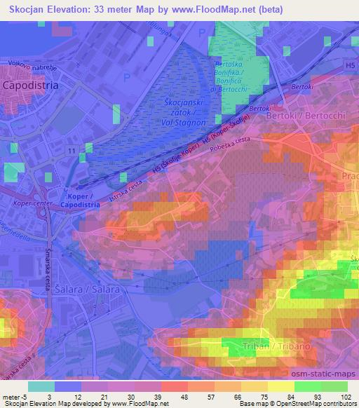 Skocjan,Slovenia Elevation Map