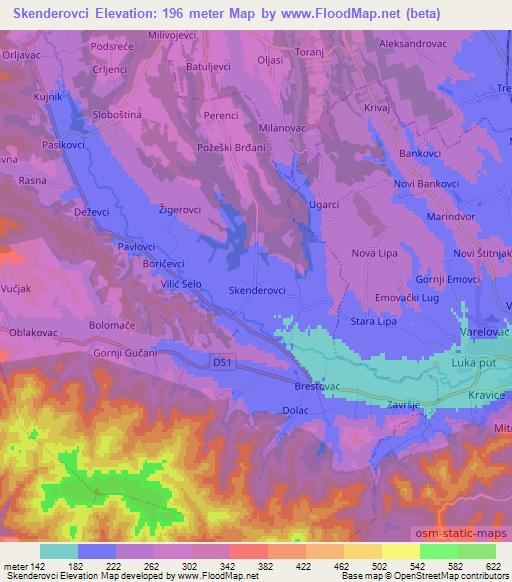 Skenderovci,Croatia Elevation Map