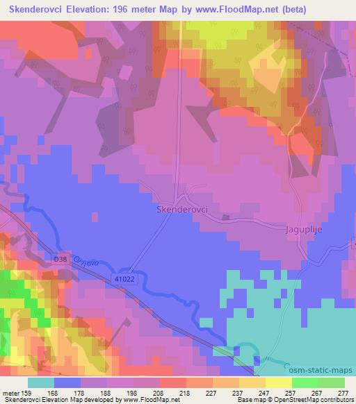 Skenderovci,Croatia Elevation Map