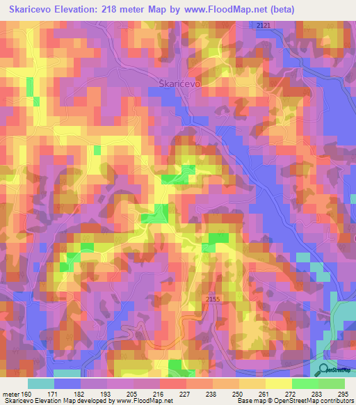 Skaricevo,Croatia Elevation Map