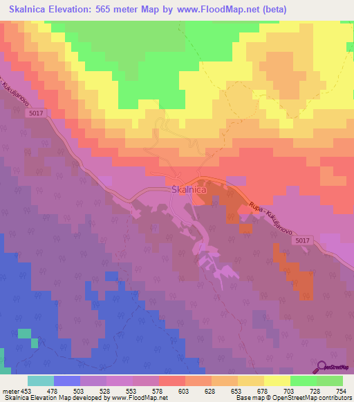 Skalnica,Croatia Elevation Map