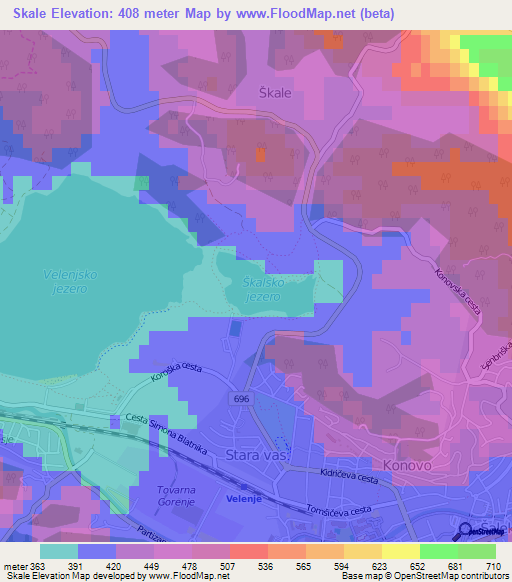 Skale,Slovenia Elevation Map