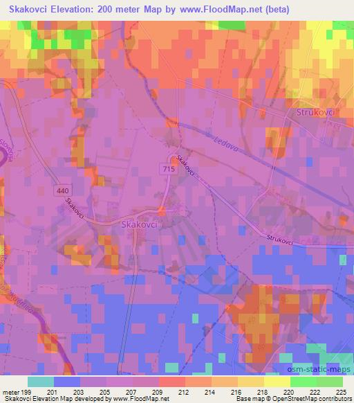 Skakovci,Slovenia Elevation Map