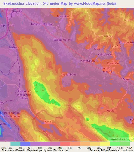 Skadanscina,Slovenia Elevation Map