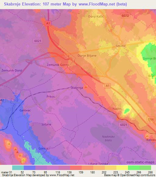 Skabrnje,Croatia Elevation Map