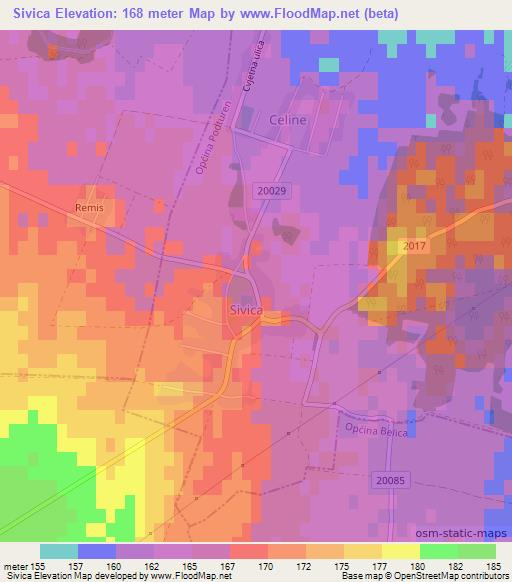 Sivica,Croatia Elevation Map