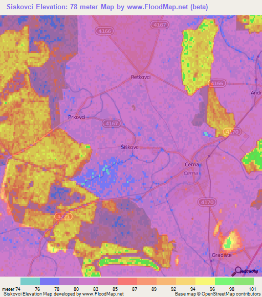 Siskovci,Croatia Elevation Map