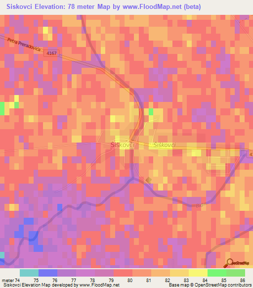 Siskovci,Croatia Elevation Map