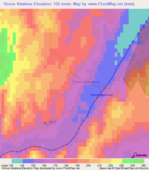 Sirova Katalena,Croatia Elevation Map