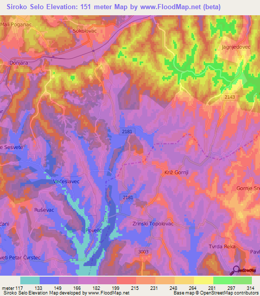 Siroko Selo,Croatia Elevation Map