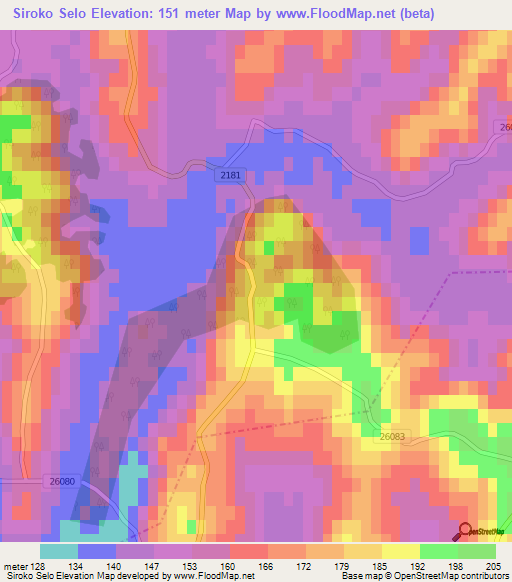 Siroko Selo,Croatia Elevation Map