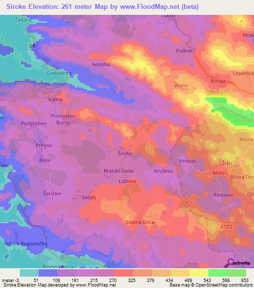 Siroke,Croatia Elevation Map