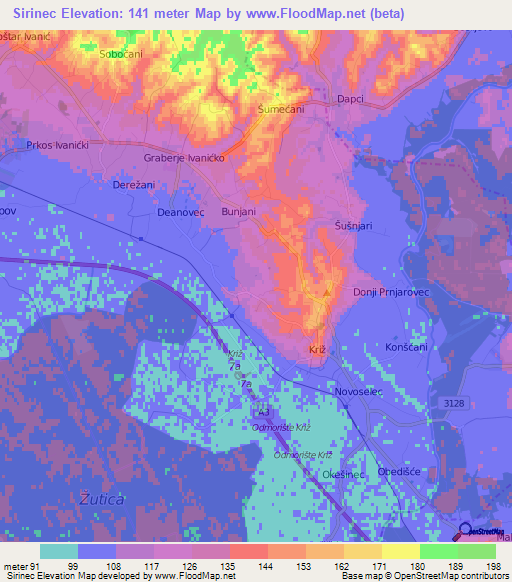 Sirinec,Croatia Elevation Map