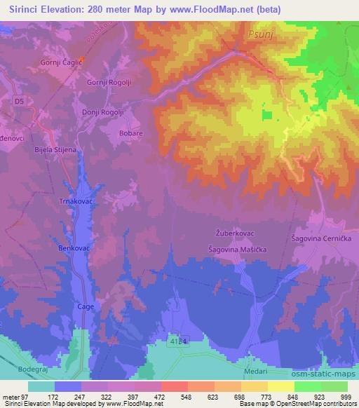 Sirinci,Croatia Elevation Map